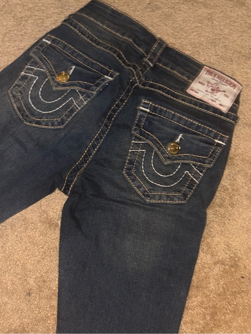 True Religion Dark Smoky Wash Women's Skinny Jeans - Blue Size 24 - Picture 3 of 7